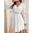 thumbnail image 5 of Women'S 2025 Long Sleeve Mini Dress Lace V Neck A Line Casual Party Dresses White XL, 5 of 7