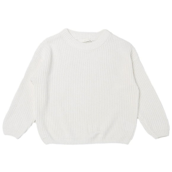 Suéter Para Niños, Bebé, Niña, Niño, Suéter De Punto De Gran Tamaño, Suéter De Cuello Redondo, Sudadera, Blusa De Manga Larga Cálida Sólida, Blusa Blanca Odeerbi LM103-4093