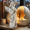 thumbnail image 4 of Praying Angel Figurine - 7.5 Inches Resin Sculpted Hand-Painted Figurine for Home Decor or Garden, First Communion Gifts Resin White, 4 of 7