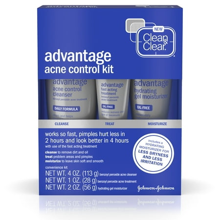 Clean & Clear Advantage Acne Control Kit with Benzoyl Peroxide, 3