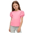thumbnail image 2 of CYRBOKO Girls Summer T-Shirts, Cotton Casual Puff Sleeve Pullover Short Sleeve Tops Pink Size 8 T, 2 of 6