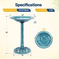 thumbnail image 7 of SPECSTAR Bird Bath, 28 inch Height Polyresin Lightweight Antique Outdoor Garden Birdbath Blue, 7 of 7