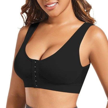 ASFGIMUJ Bras For Women Full Coverage Casual Hollow Out Button Breathable Sport Bra Top Underwear Without Steel Ring Gathering Comfort Bra