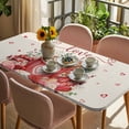 thumbnail image 3 of Valentine's Day Table Cloths for 5 Foot Rectangle Tables, Eucalyptus Leaves Coffee Gifts Romantic Rustic Patio Waterproof Elastic Fitted Tablecloths, Washable Rectangular Table Cover for Camping, 3 of 8