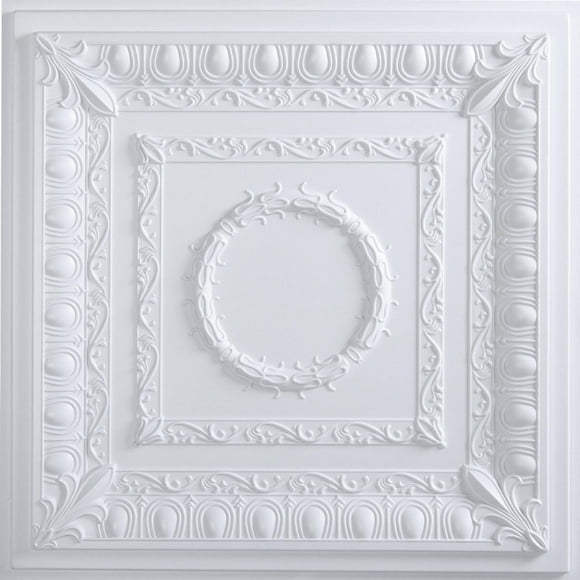uDecor Regal Ceiling Tile (24" x 24") Single Tile (White)
