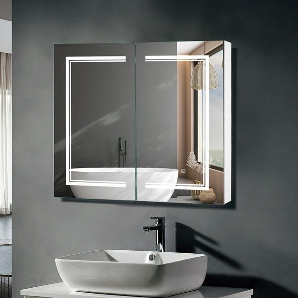 Ktaxon LED Mirror Medicine with Lights, WallMounted Bathroom