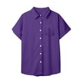 thumbnail image 5 of Button Up Shirt Women! Comdrip Sleeve Blouse Short Casual Popular Fashion Tee Tops(S 3XL) Pocket Button Womens Women's T Shirts Short Sleeve Shirts for Women Purple M, 5 of 6