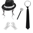thumbnail image 2 of 4-Piece Glittery Sequin Hat Set with Fashion Headset and Shimmering Costume Accessories for Music Festivals Stage Performance and Role Play Fun One Size, 2 of 6