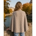 thumbnail image 4 of CHICME Fall Sweaters for Women Knit Gold Button Mock Neck Batwing Sleeve Cape Style Tops Loose Fit Side Slit Pullover khaki-L, 4 of 9