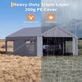 thumbnail image 3 of Ataucjin 12x20 ft Portable Garage, Car Port with 200 g PE Tarp Canopy, with 2 Roll-Up Doors and 4 Windows, for Temporary Paint Booth, Boats&Pickups Shed, and Event Shelter, 3 of 6