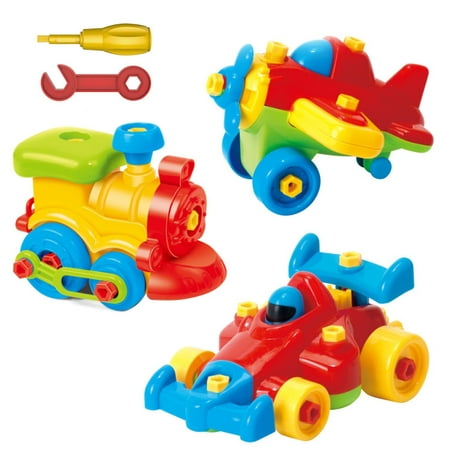 Take Apart Toys - Toy Airplane - Toy Train - Toy Racing Car for kids with tool Set - The Take-A-Part Play Set Construction Engineering Building Game Toys For Boys And Girls 3 Year Olds And Up - 3 (Best Train Set For 2 Year Old)