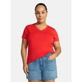 thumbnail image 2 of Time and Tru Women's Ribbed Tee with Short Sleeves, Sizes XS-XXXL, 2 of 6
