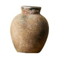 thumbnail image 2 of deevoka Rustic Ceramic Vase Wabi Bud Vase Desktop Display Farmhouse Flower Vase Rust 12.7x12.7x15cm, 2 of 9