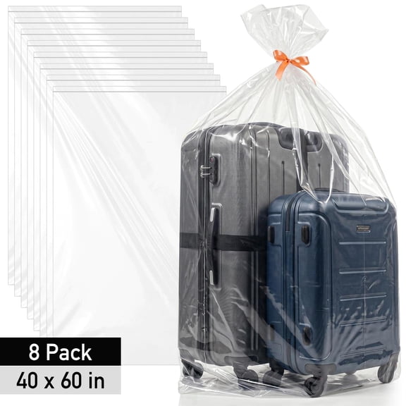 GMZW 8 Pack Jumbo Clear Storage Bags 40x60 Inch, Dustproof Plastic Moving Bags, Heavy Duty Flat Open Poly Totes for Clothes, Toys, Sheets, Furniture and Suitcases