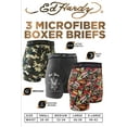 thumbnail image 6 of Ed Hardy Mens 3-Pack Microfiber Boxer Briefs, Breathable Athletic Print Boxers, Multicolor Male Underwear, X-Large, 6 of 6