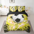 thumbnail image 2 of Soccer Comforter Set Full,Football Bedding Set Teens,Yellow Lightning Honeycomb (Comforter+Fitted+Flat Sheet+2 Pillowcases+2 Throw Pillow Covers) 7 Pieces Bed Set, 2 of 5