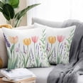 thumbnail image 2 of Waterproof Throw Pillow Covers Set of 2, 24x24 Inch Pink Yellow Spring Floral Decorative Pillowcases Outdoor Pillow Slip Cushion Covers Set for Couch Tent Watercolor Summer Botanical, 2 of 7