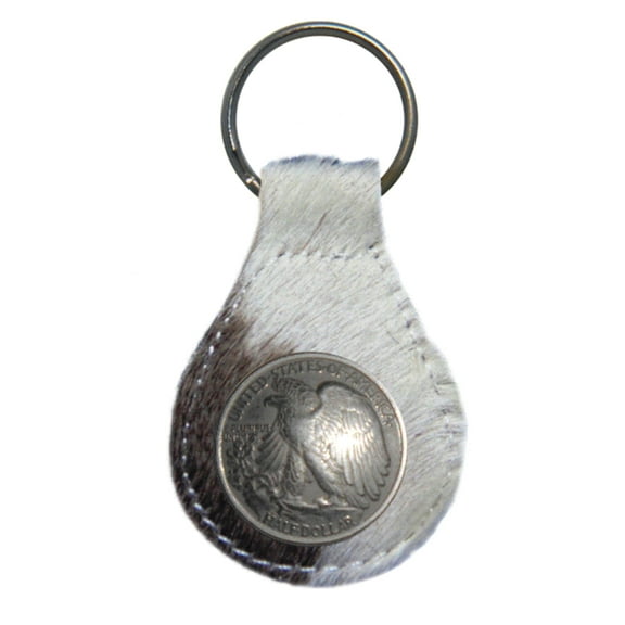 Liberty Half Dollar Tails leather key fob or keychain