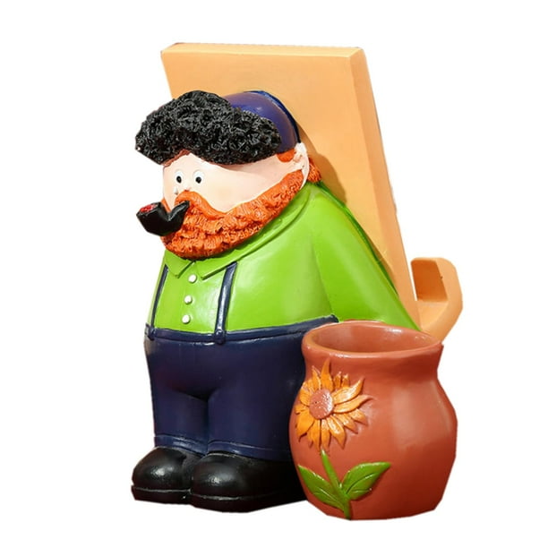 Figuras decorativas de resina con forma de dibujos animados para escritorio, portalápices o maquillaje. pintor verde