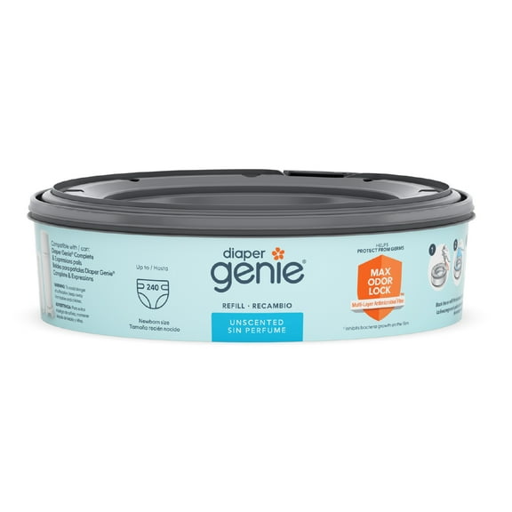Diaper Genie Diaper Pail Round Refill,Unscented, Holds up to 240 Newborn Diapers, 1 Pack