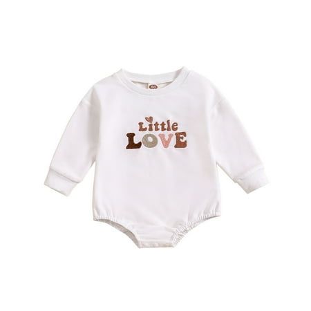 

Kwasome Baby Toddler Romper Girls Fall Round Neck Long Sleeve Jumpsuit Letter Prints Weekend Outfits Adorable Girl Clothings White 12-18 Months