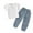 Lake Blue, variant on Esaierr Baby Kids Boys Girls Cotton Linen 2PCS Outfit Solid Colour Short Sleeve T-Shirt Tops Elastic Waist Pants Spring Summer Clothes Set for 12 Months - 8 Years