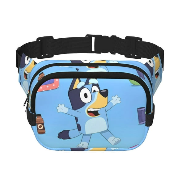 Kowoue Bluey Pattern Square Double Layer Waist Bag – Belt Bag with Adjustable Strap, Outdoor Waist Pack , Belt Bag with Multiple Compartments