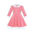 thumbnail image 1 of Robe Fille Col Blanc Velours Manches Longues Robe Rose 14 Ans, 1 of 6