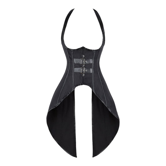 Grebrafan Punk Gothic Underbust Pinstripe Corset Black 2XL