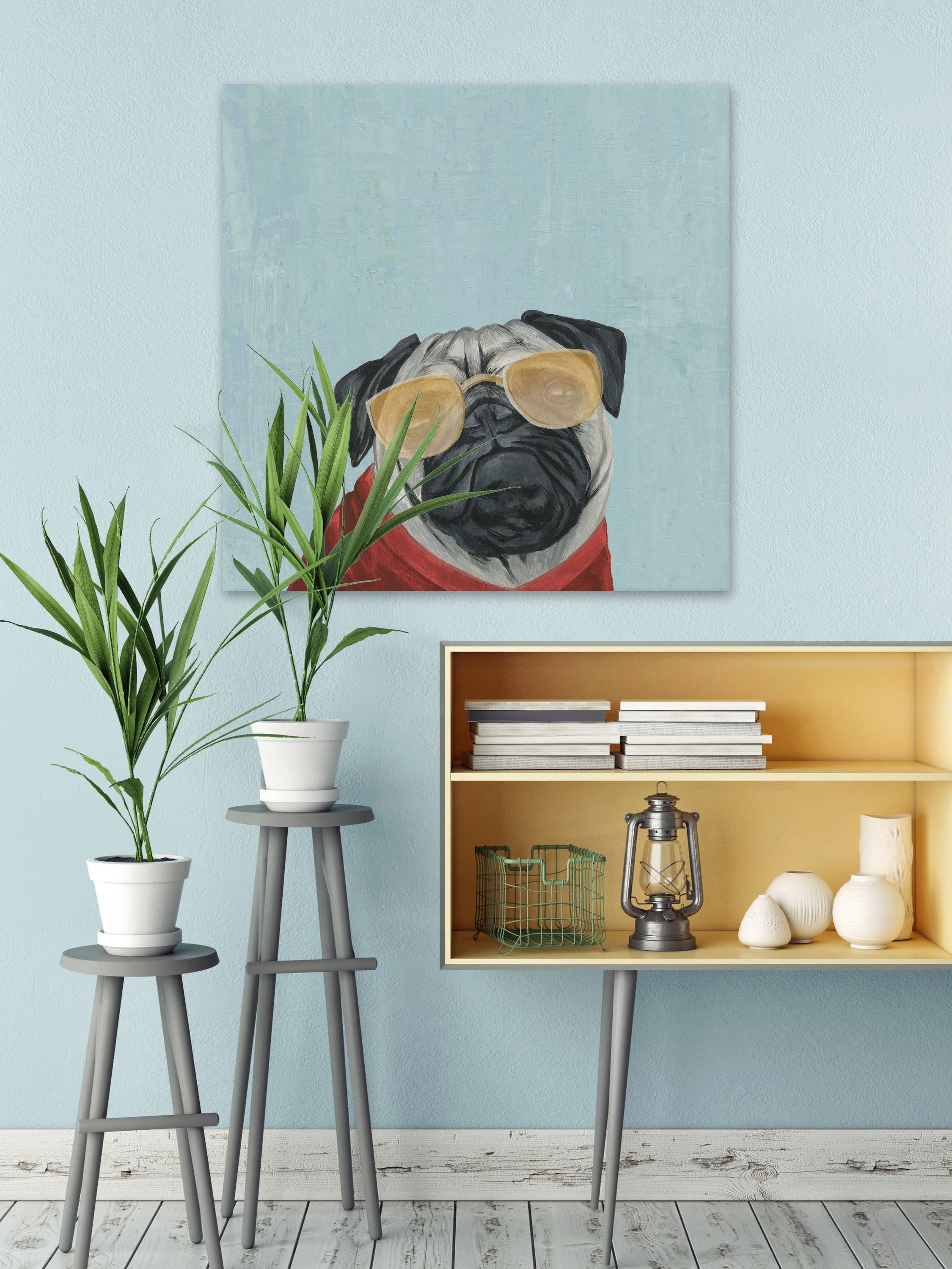 Marmont Hill "Grimace Face with Eye Glass" Painting Print on Wrapped Canvas