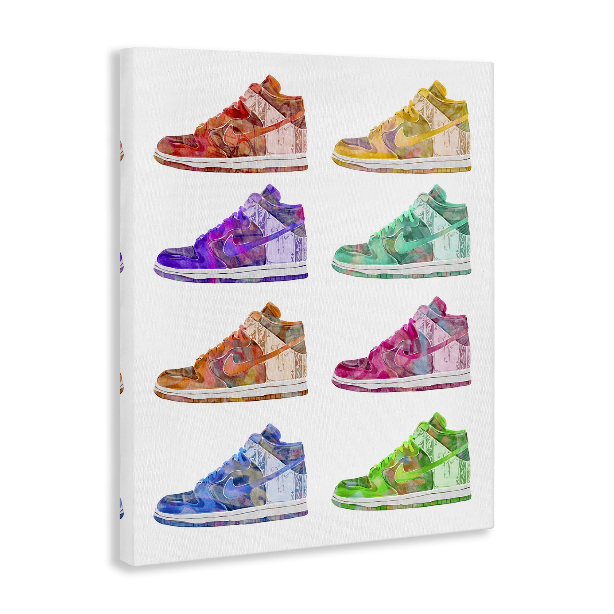 Stupell Industries Bold Rainbow Sneakers Beauty & Fashion Painting Gallery Wrapped Canvas Art Print Wall Art, 16 x 20