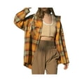 thumbnail image 2 of Franhais Women Plaid Shirt Jacket Casual Long Sleeve Button Down Hooded Woolen Coat Spring Fall, 2 of 9