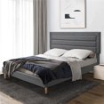 thumbnail image 3 of Lusimo Queen Size Bed Frames with Fully Fabric High-Adjustable Headboard Upholstered Bed Frame Queen with Strong Wooden Slats Grey, 3 of 11