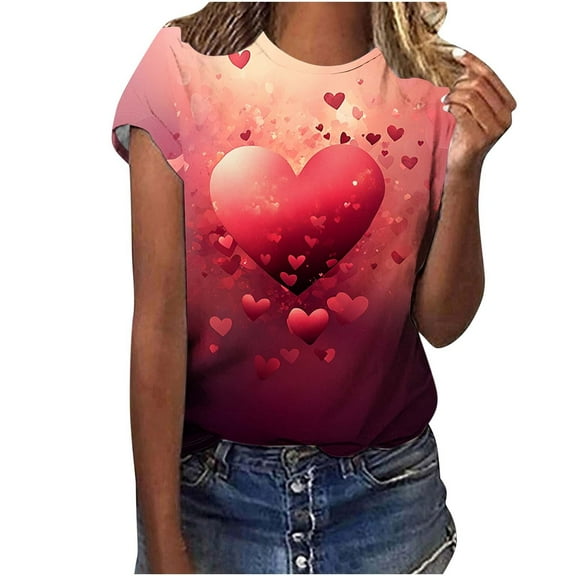 Lopecy-Sta Tops for Women Gift for Wives Shirt for Women Casual Girl Friend Gift T Shirt Cute Love Heart Graphic Tees Short Sleeve Tshirt Top