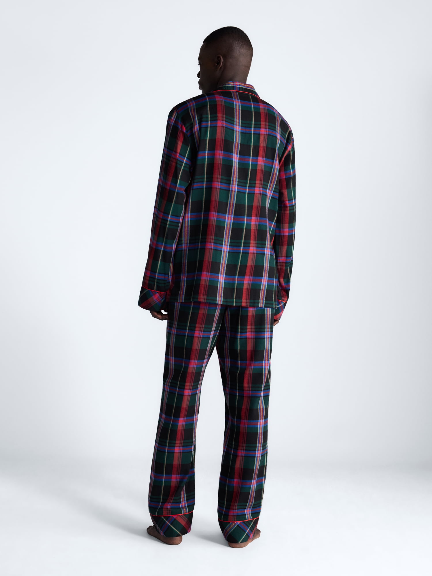 Free Assembly Matching Family Flannel Pajamas Men's Top and Pants Gift Set, 2-Piece, Sizes XS-3X