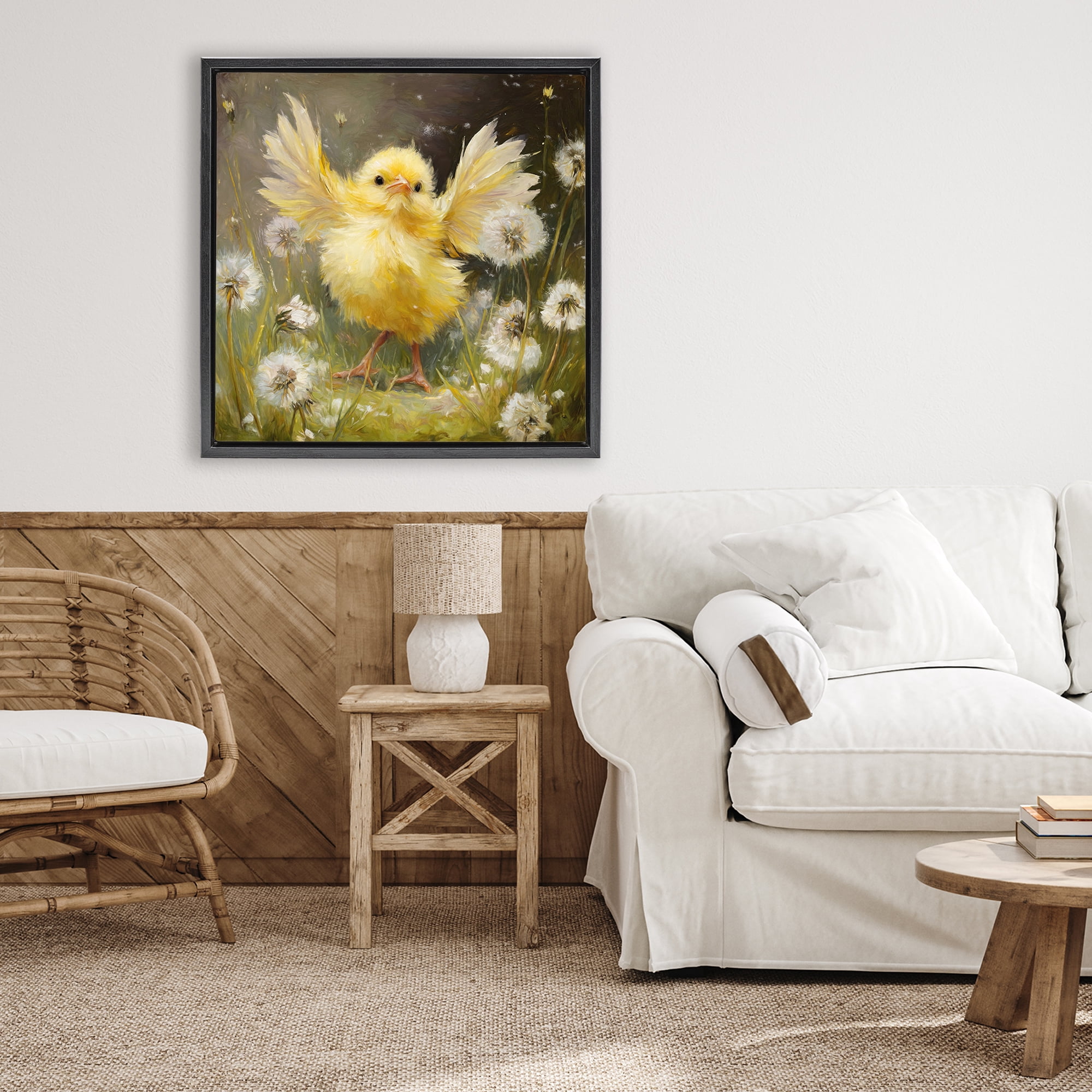 Stupell Industries Free As A Peep Chick Black Framed Floater Canvas Wall Art, design by Tina LeCour