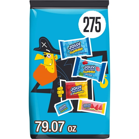 Jolly Rancher Assorted Fruit Flavored Halloween Candy, Bulk Bag 79.07 oz, 275 Pieces