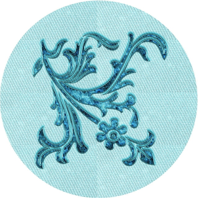 Ahgly Company Tapis Rond Lavable en Machine Intérieur Transitionnel Bleu Électrique, 3 Pieds Rond