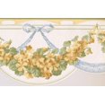 thumbnail image 1 of Fleurs Jaunes sur le Design Rétro de Bordure de Papier Peint Floral de Vigne Verte, Rouleau 15' x 7.75'', 1 of 3