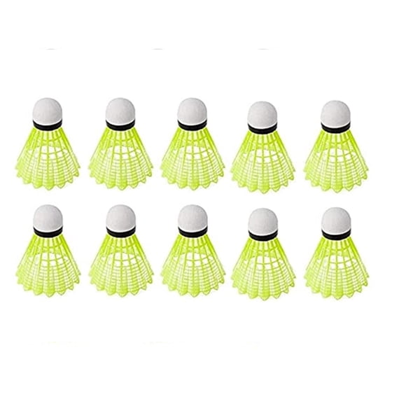 Spiro Volant de Badminton en Nylon, avec une Base Hybride Unique Liège Vert, Lot de 10, Niveau de Jeu - Débutant