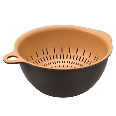 

Uxcell Kitchen Strainer Colander Bowl Set Small Double Layer Drain Basket for Fruits Vegetables Pasta Berry - Brown
