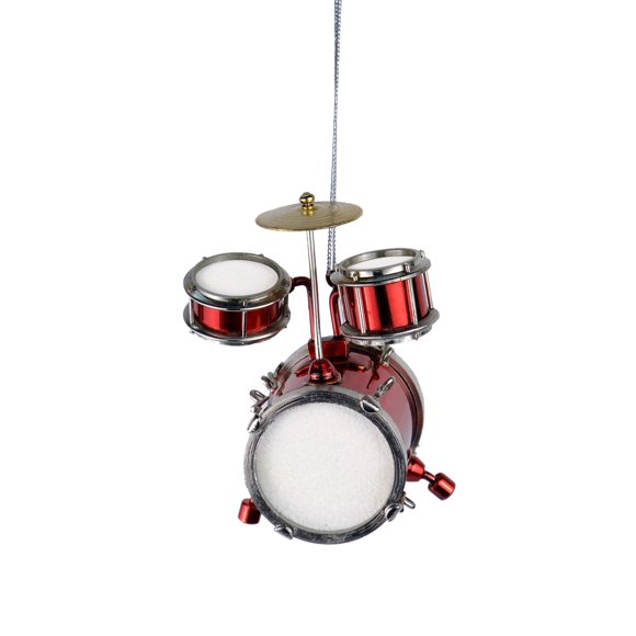 Broadway Gift Red Junior Drum Set Music Instrument Replica Christmas Ornament, Size 3 inch