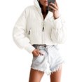 thumbnail image 5 of Liacowi Women Cropped Puffer Jacket, Long Sleeve Stand Collar Zip-up Winter Quilted Down Coat, 5 of 7