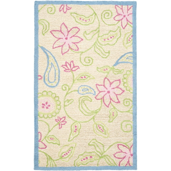 SAFAVIEH Kids Deandre Floral Area Rug, Ivory/Blue, 3' x 5'