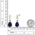 thumbnail image 6 of 925 Silver and 10K Yellow Gold Blue Created Sapphire and Pink Created Sapphire and White Lab Grown Diamond Earrings for Women | 32.89 Cttw | Gemstone September Birthstone | Pear Shape 18X13MM, 6 of 6