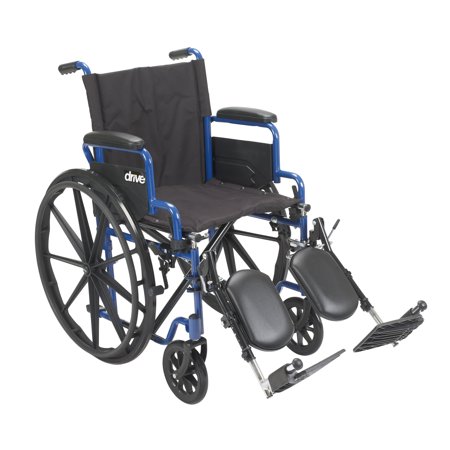 Drive Medical Blue Streak Wheelchair with Flip Back Desk Arms, Elevating Leg Rests