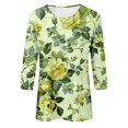 thumbnail image 4 of miqiqism Vintage Tops for Women Trendy Floral Printed Blouses Teen Girls Casual Slim Fit Shirt Juniors Crew Neck Blouse Fashion Long Sleeves Clothes,Green,XX-Large, 4 of 4