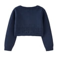 thumbnail image 4 of FRSASU Girls Cute Shrug Openwork Knit Cardigan Sweater Long Sleeve Button Front Closure Crop Tops Dress Cover Up Blue, 4 of 8