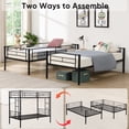 thumbnail image 3 of UHOMEPRO Twin Over Twin Metal Bunk Bed with Trundle, Convertible Triple Sleeper Bed with Guardrails and Ladders, No Box Spring Needed, Black, 3 of 9