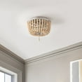 thumbnail image 4 of JONATHAN Y Allison 10" 2-Light Shabby Chic Farmhouse Wood Beaded/Metal LED Flush Mount, Antique Silver/Cream, JYL9074C, 4 of 9